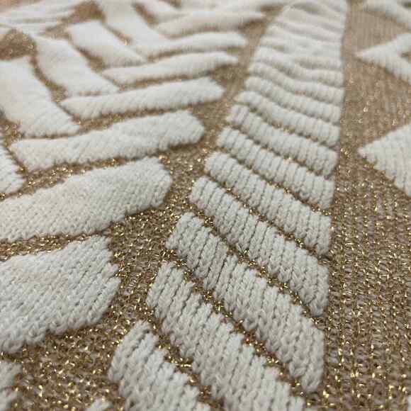 Vintage Sweater 80s Size M Jane Adams Oversized Cream Gold Metallic - Picture 11 of 11